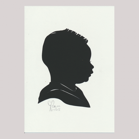 
        Front of silhouette, with boy looking right.